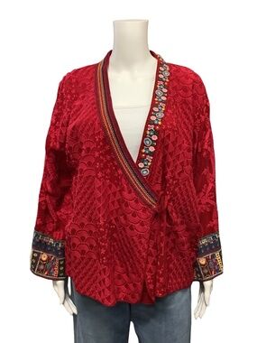 Johnny Was Wrap Jacket Floral Print Size: M